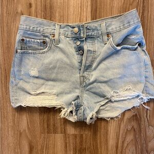 Levi’s 501 Distressed Cutoff Denim Shorts Light Wash